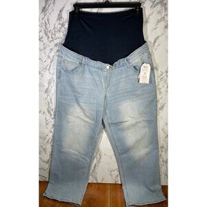 Time And Tru Maternity Straight Jeans Light Wash XXL (20) Cotton Blend Comfort